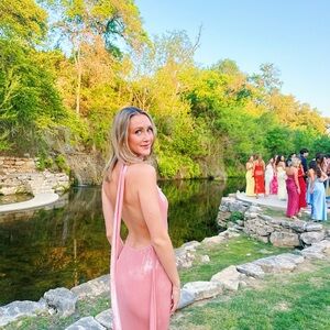 Elegant Pink Backless Dress